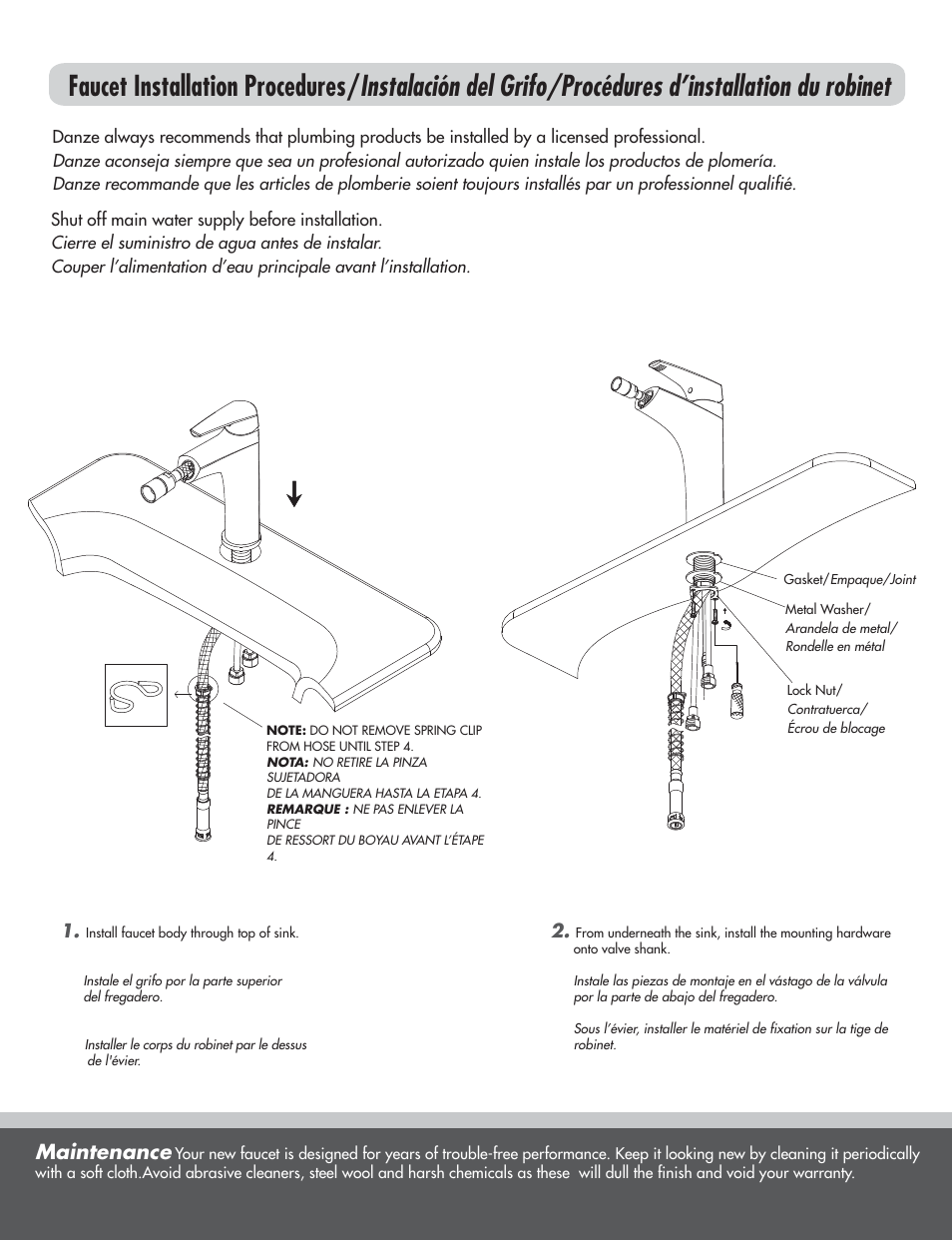 Maintenance | Danze D456710 - Installation Manual User Manual | Page 2 / 6
