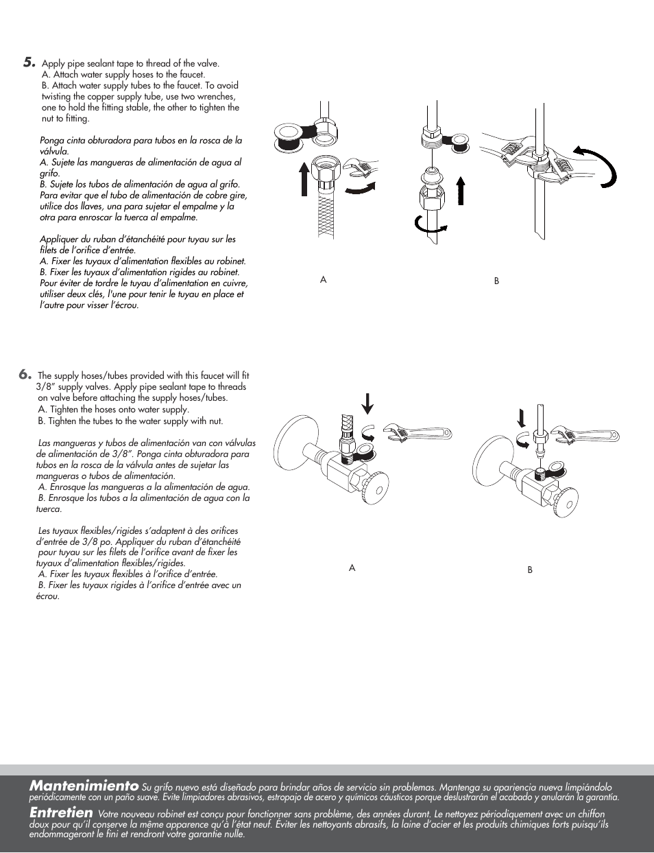 Mantenimiento, Entretien | Danze D456710 - Installation Manual User Manual | Page 4 / 6