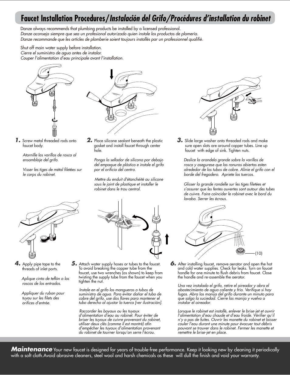 Maintenance | Danze D203112 - Installation Manual User Manual | Page 2 / 4