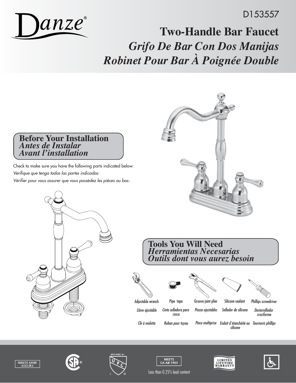 Danze D153557 - Installation Manual User Manual | 3 pages