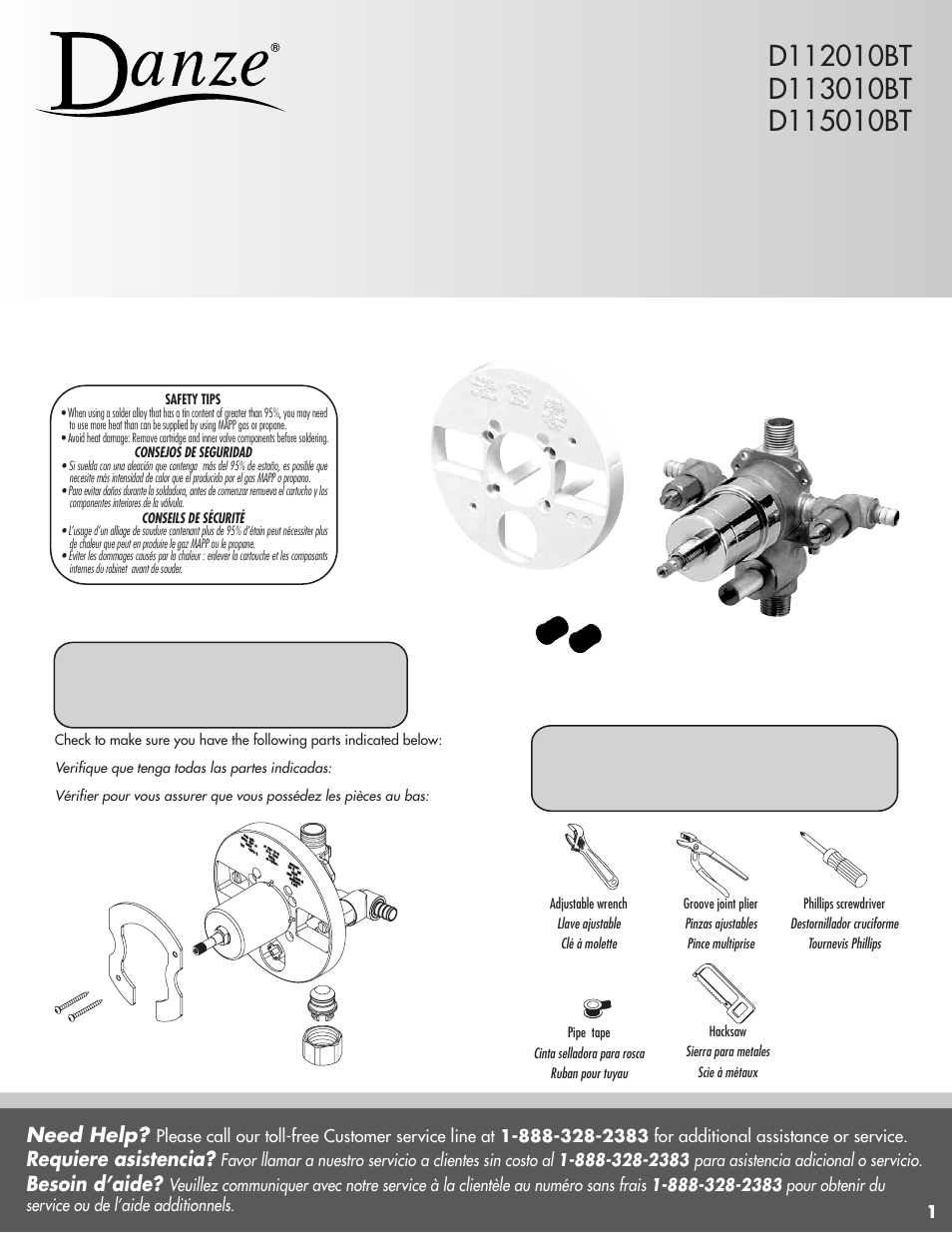 Danze D113010BT - Installation Manual User Manual | 10 pages