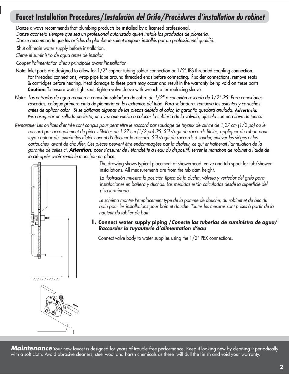 Maintenance | Danze D113010BT - Installation Manual User Manual | Page 2 / 10