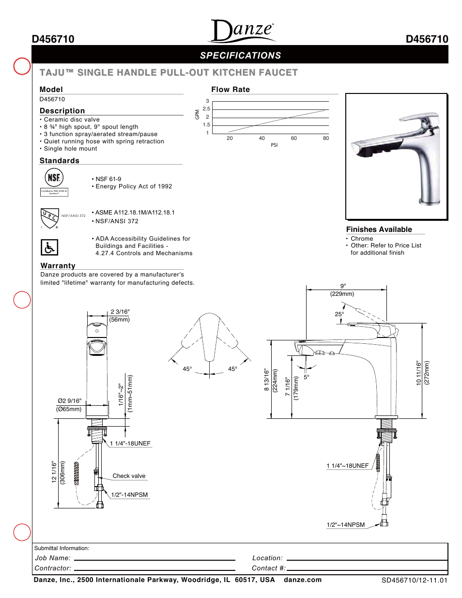 Danze D456710 - Spec Sheets User Manual | 1 page