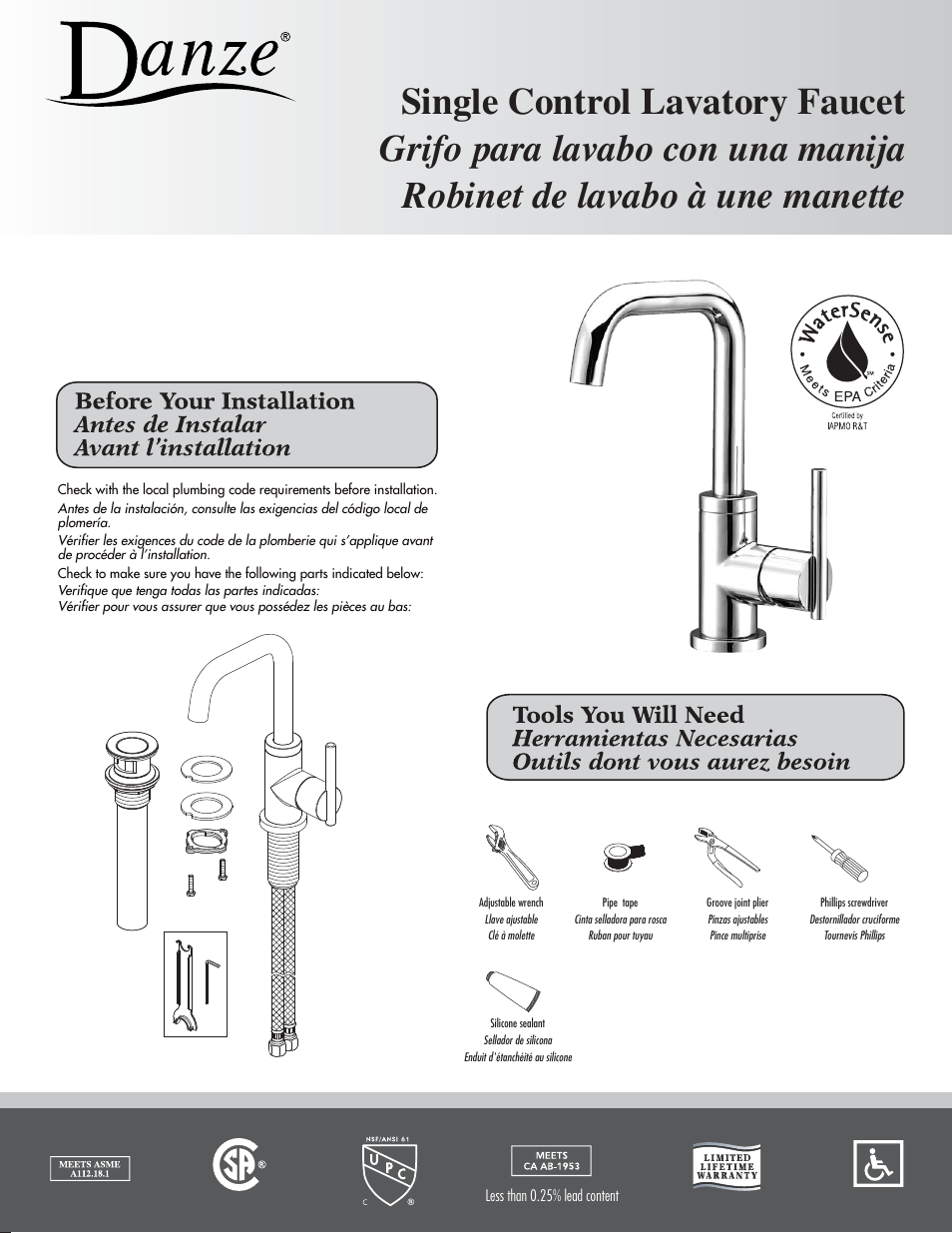 Danze D231558 - Installation Manual User Manual | 5 pages