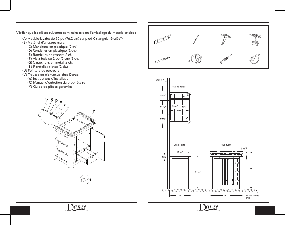 Dimensions du produit outils requis, Avant d’installer | Danze DF022130 - Installation Manual User Manual | Page 10 / 12