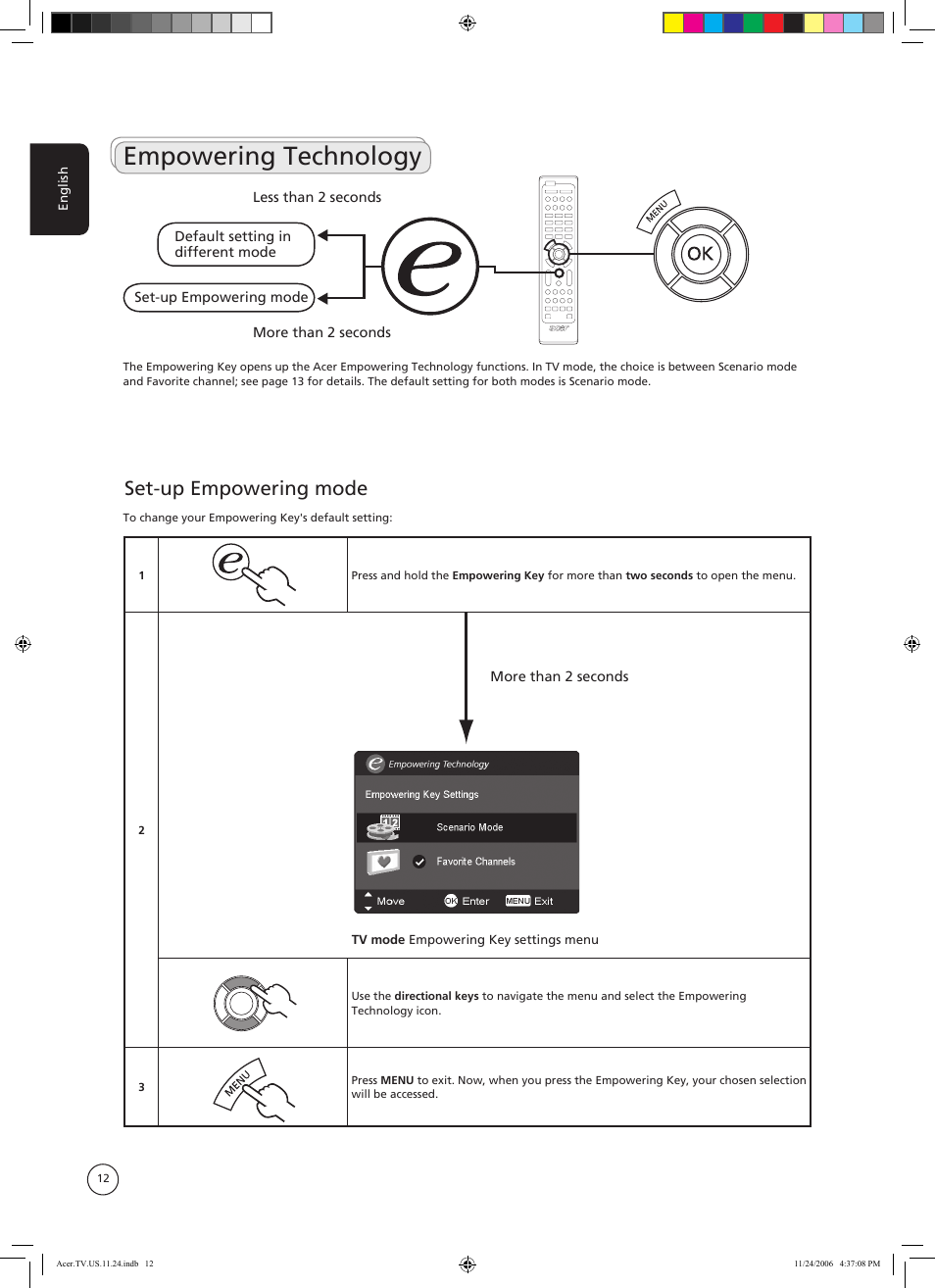 Empowering technology, Set-up empowering mode | Acer AT3720A User Manual | Page 12 / 24