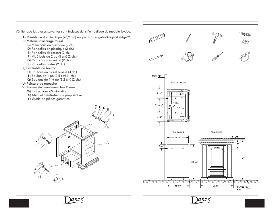 Avant d’installer, Dimensions du produit outils requis | Danze DF022230 - Installation Manual User Manual | Page 10 / 12