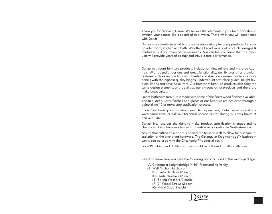 Danze DF022230 - Installation Manual User Manual | Page 2 / 12