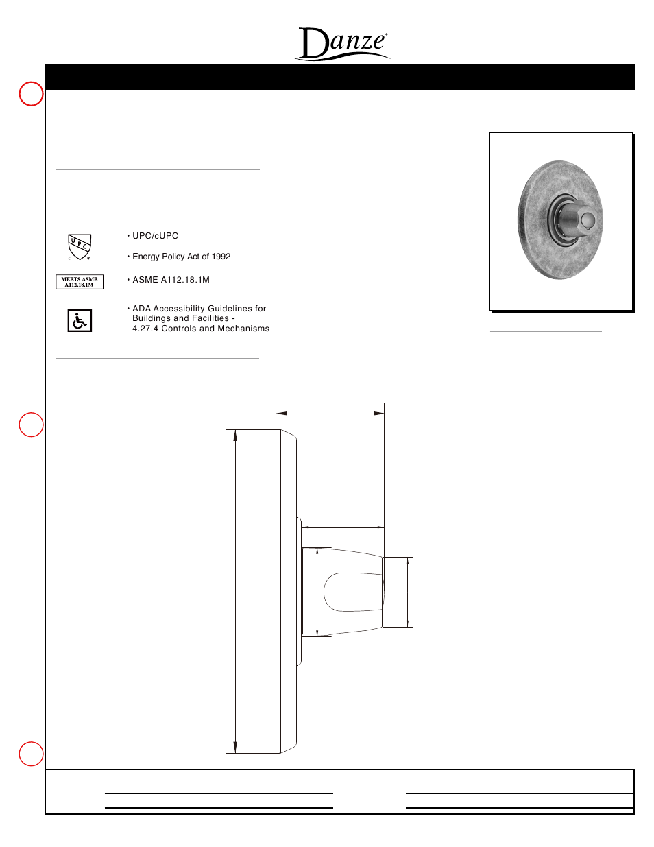 Danze MAT-3TH User Manual | 1 page