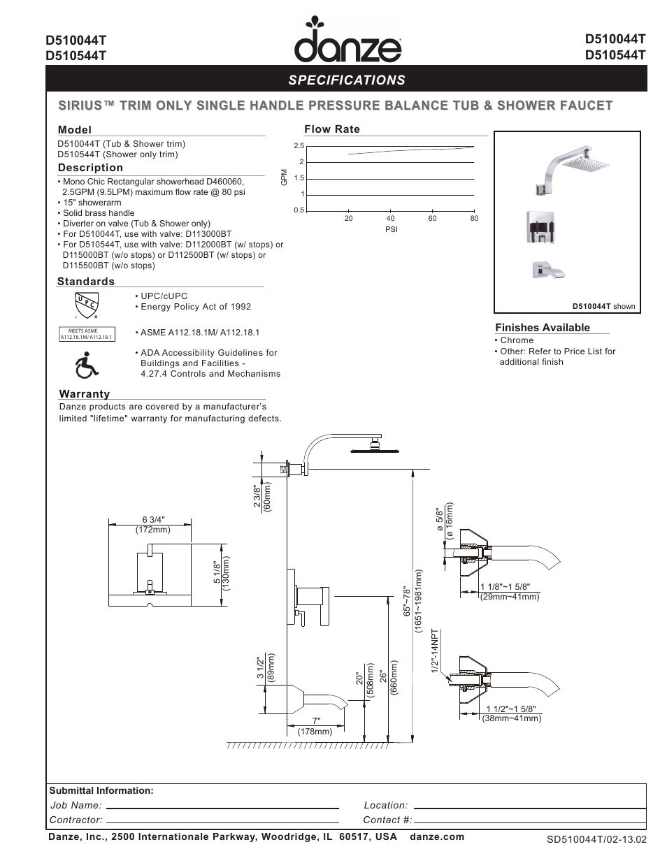 Danze D510544T User Manual | 1 page