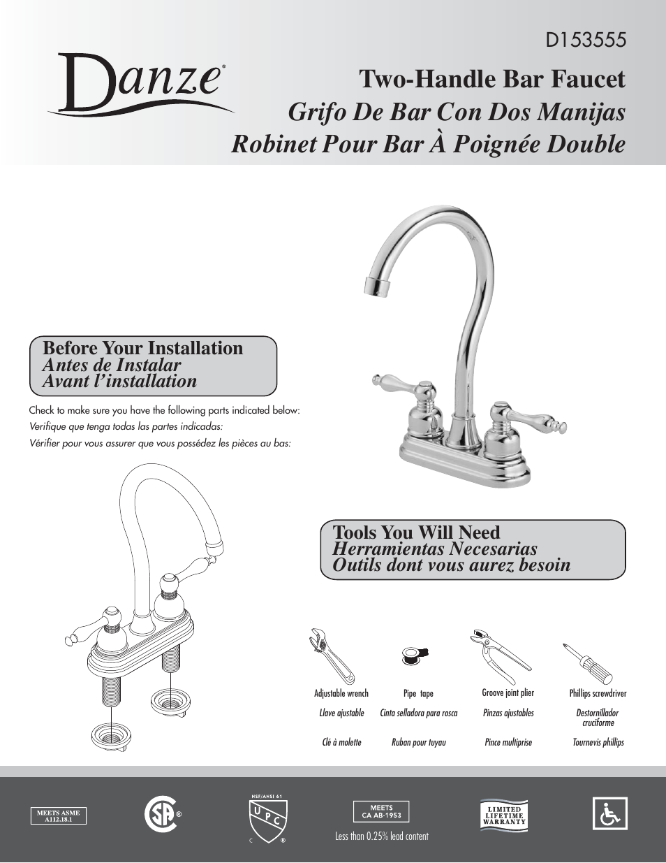 Danze D153555 - Installation Manual User Manual | 3 pages