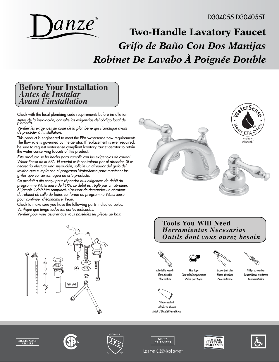 Danze D304055 - Installation Manual User Manual | 7 pages