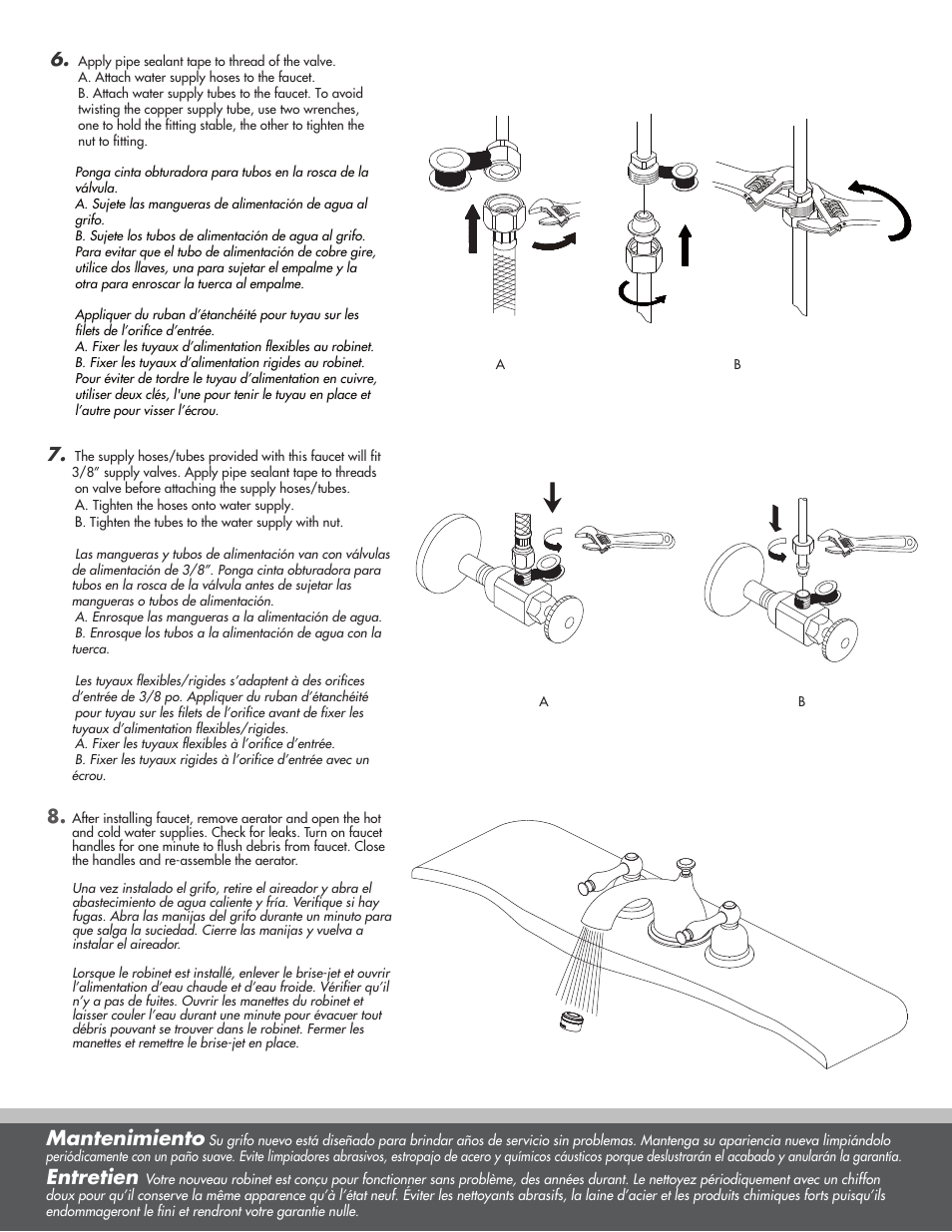 Mantenimiento, Entretien | Danze D304055 - Installation Manual User Manual | Page 5 / 7