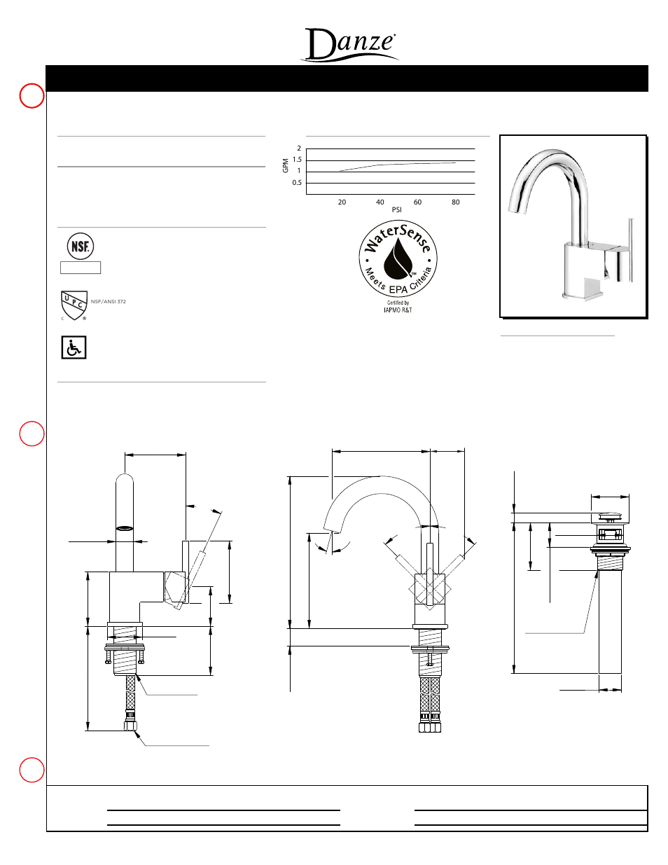 Danze D221542 - Spec Sheets User Manual | 1 page