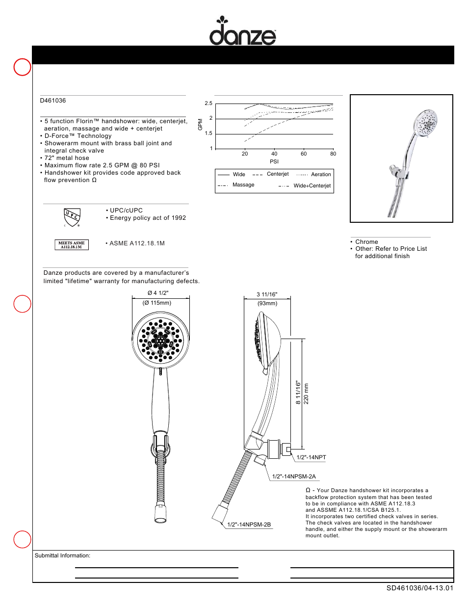 Danze D461036 User Manual | 1 page