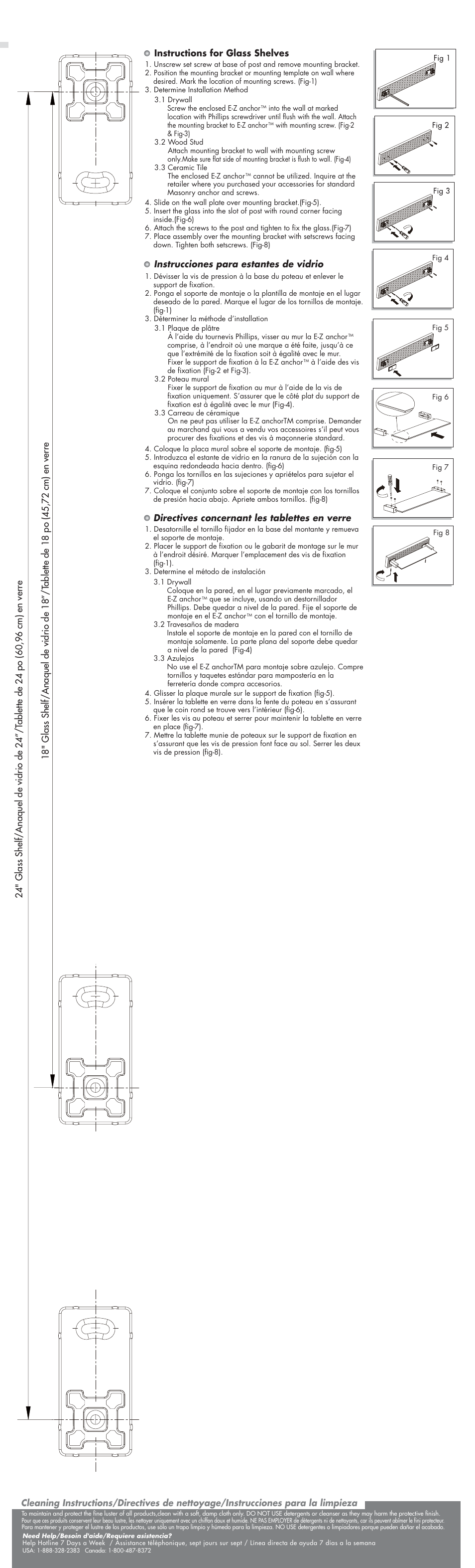 Directives concernant les tablettes en verre, Instructions for glass shelves | Danze D44613х - Installation Manual User Manual | Page 2 / 2