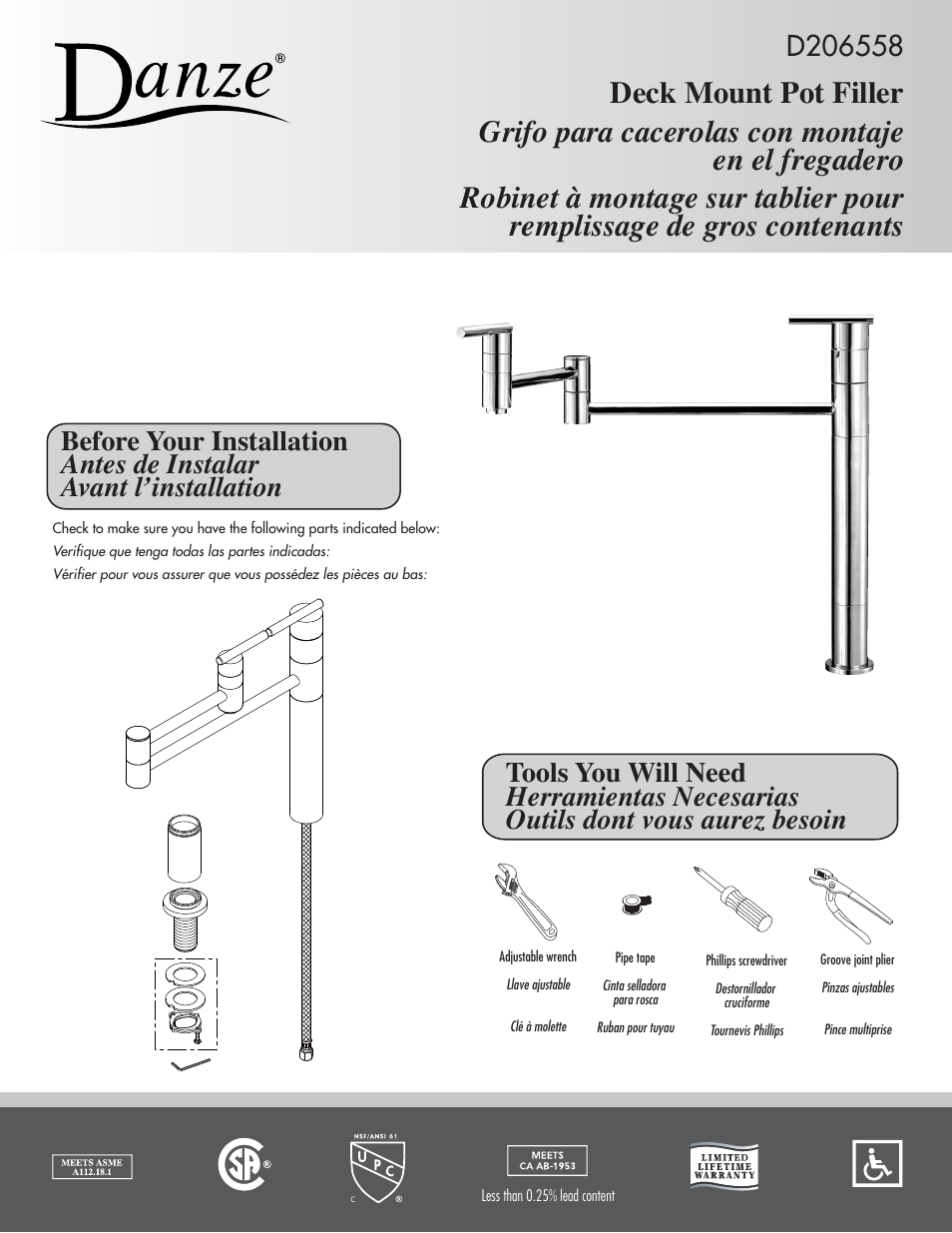 Danze D206558 - Installation Manual User Manual | 3 pages