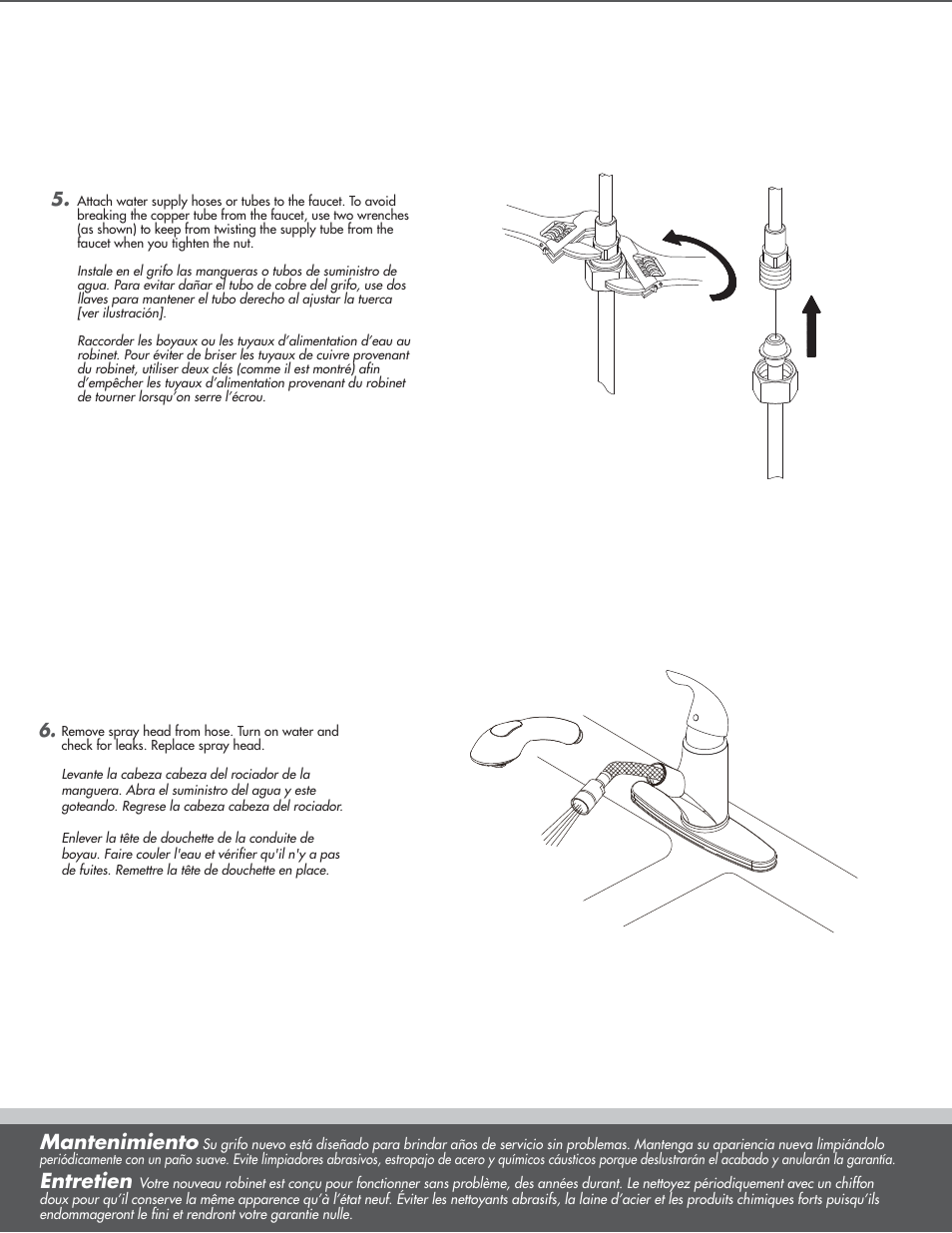 Mantenimiento, Entretien | Danze D454612 - Installation Manual User Manual | Page 4 / 7