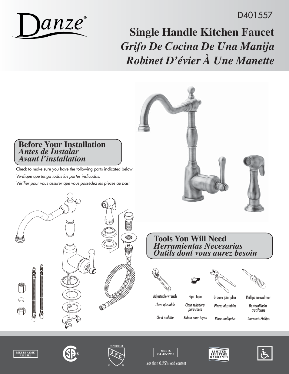 Danze D401557 - Installation Manual User Manual | Page 2 / 4