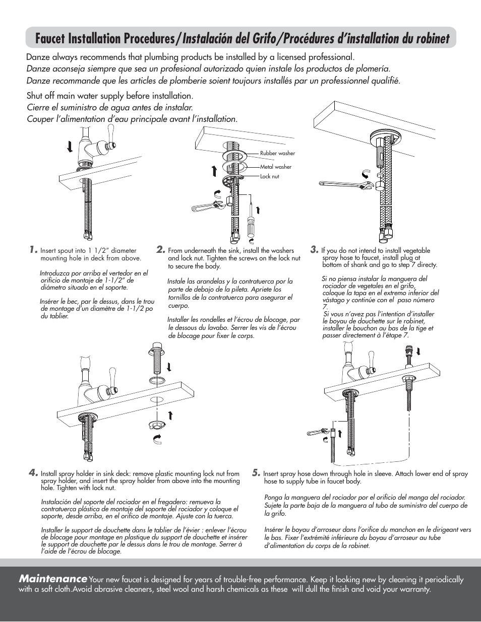 Maintenance | Danze D401557 - Installation Manual User Manual | Page 3 / 4
