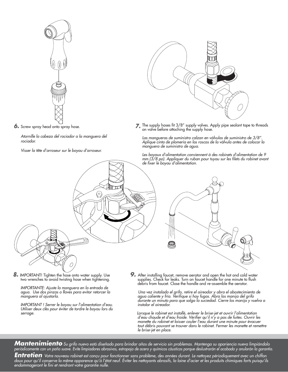 Mantenimiento, Entretien | Danze D401557 - Installation Manual User Manual | Page 4 / 4