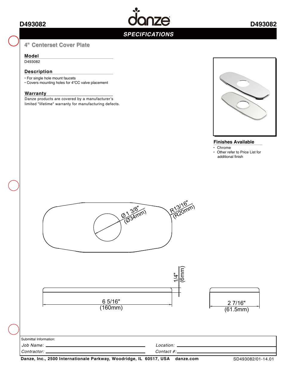 Danze D493082 User Manual | 1 page