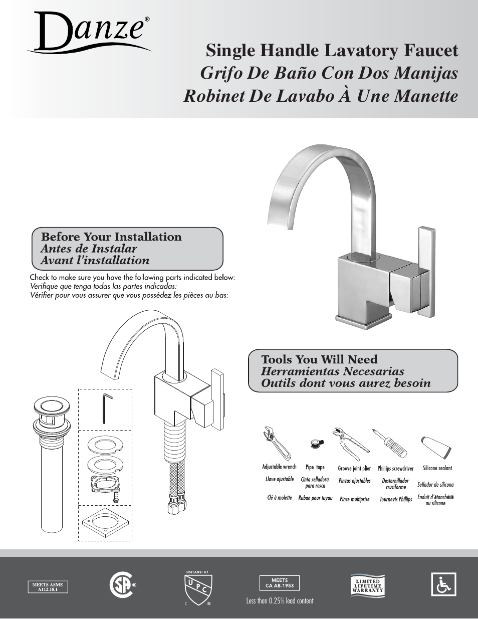 Danze D221544 - Installation Manual User Manual | 6 pages