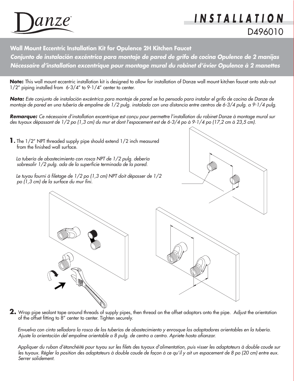 Danze D496010 User Manual | 2 pages