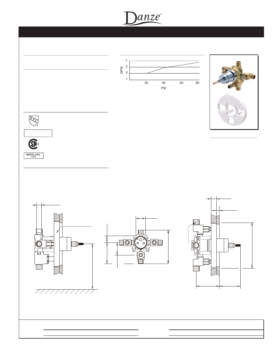 Danze D113000BT - Spec Sheets User Manual | 1 page