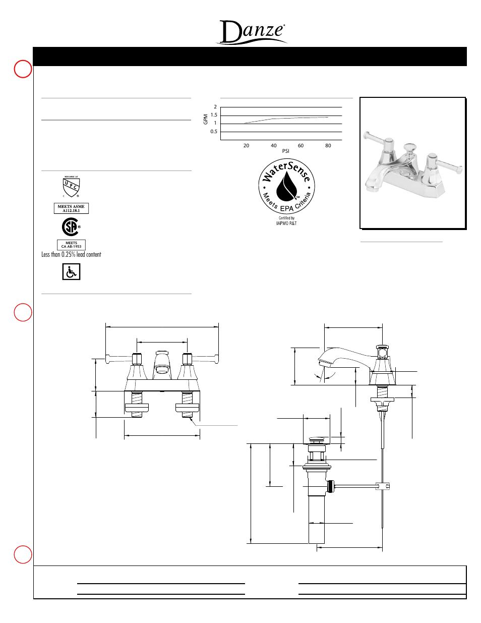 Danze D301068 - Spec Sheets User Manual | 1 page