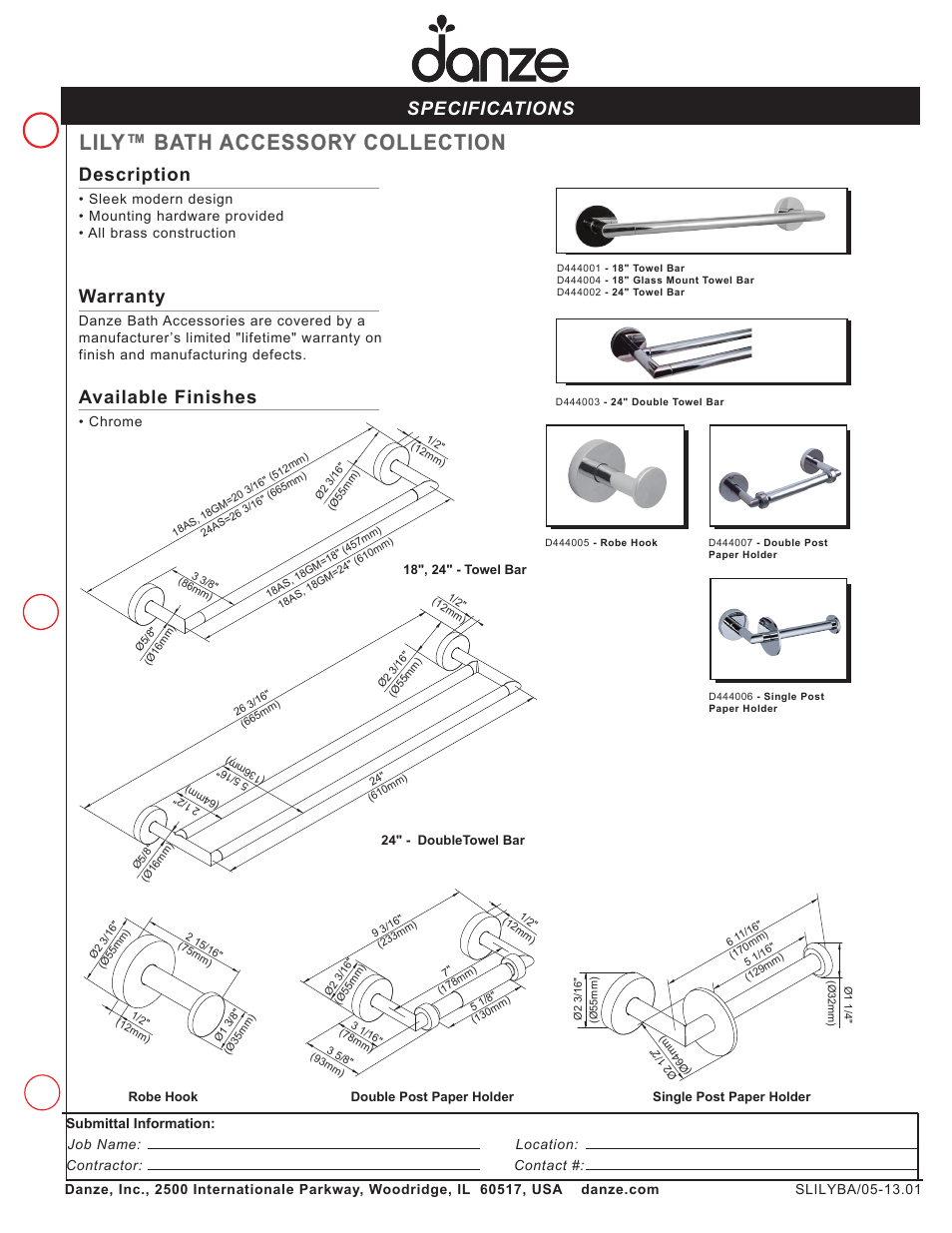 Danze D44400х User Manual | 1 page