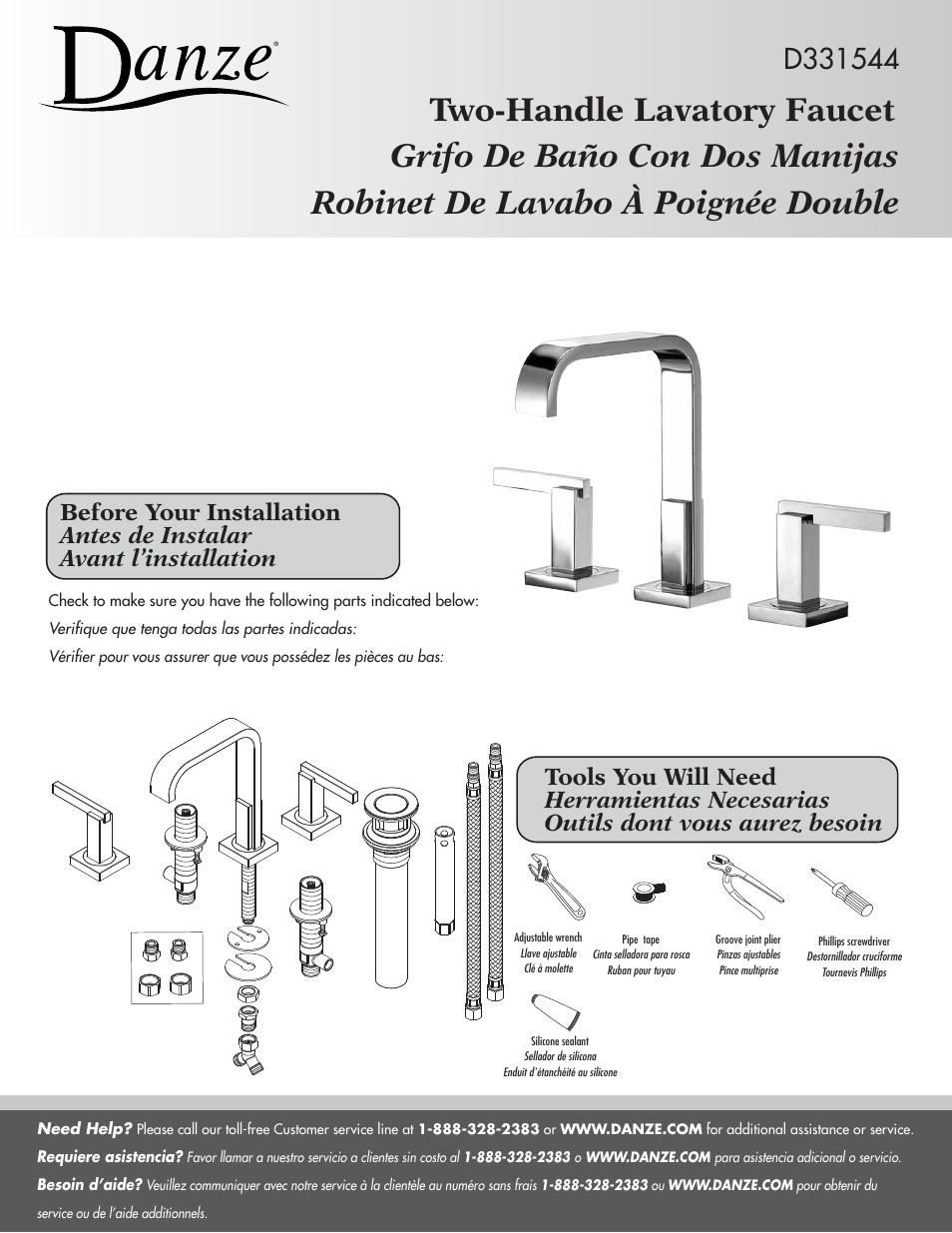 Danze D331544 - Installation Manual User Manual | 8 pages