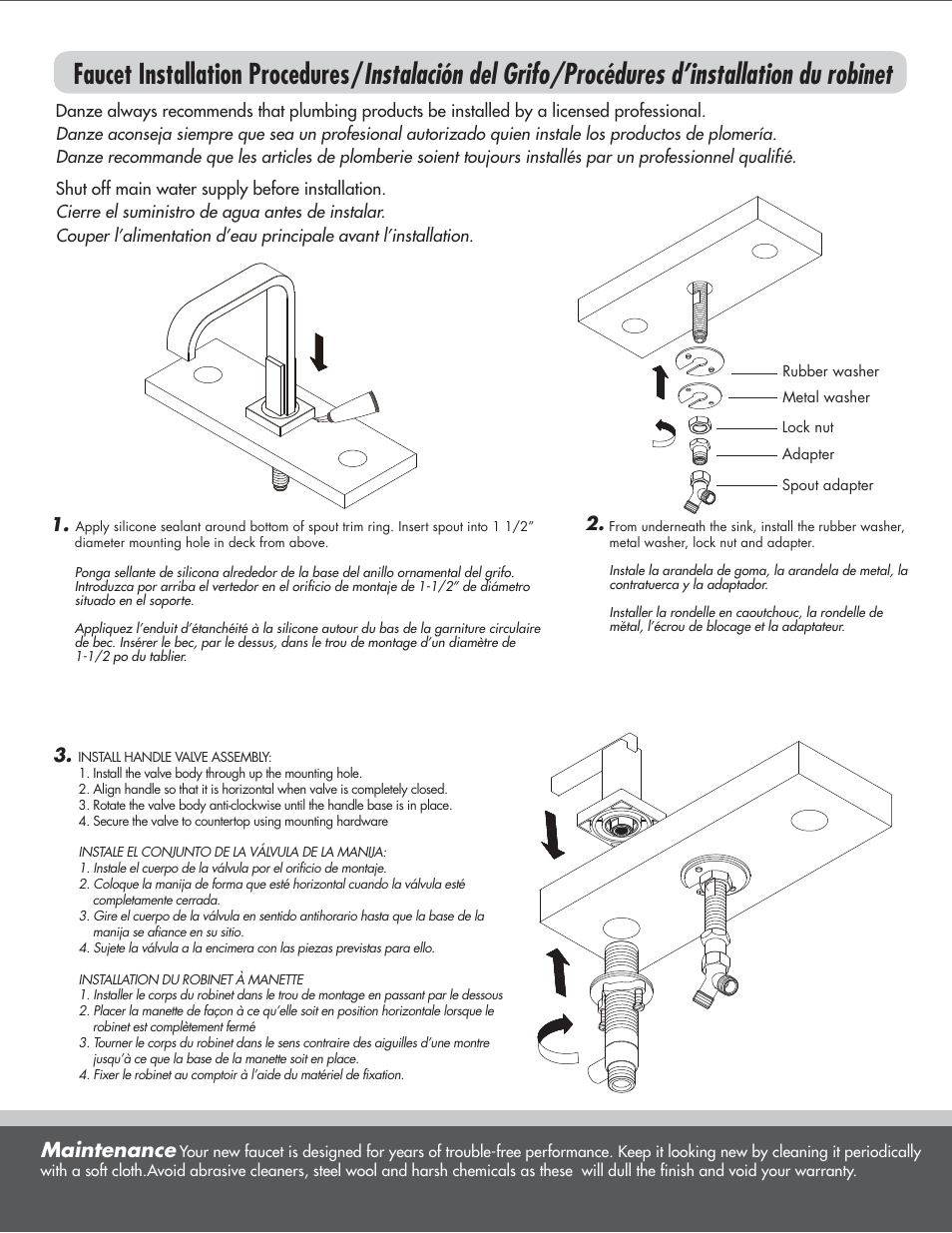 Maintenance | Danze D331544 - Installation Manual User Manual | Page 2 / 8