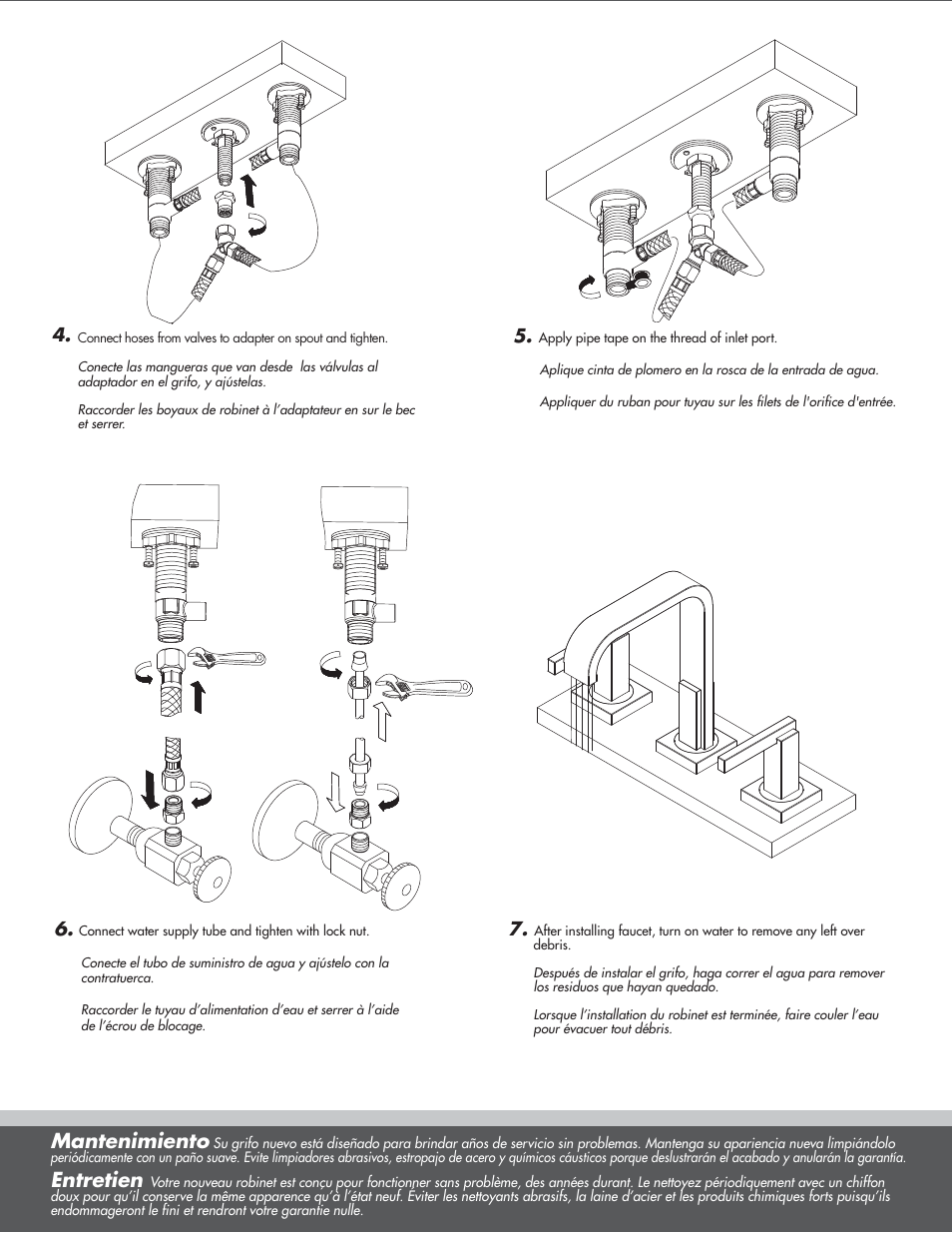 Mantenimiento, Entretien | Danze D331544 - Installation Manual User Manual | Page 3 / 8