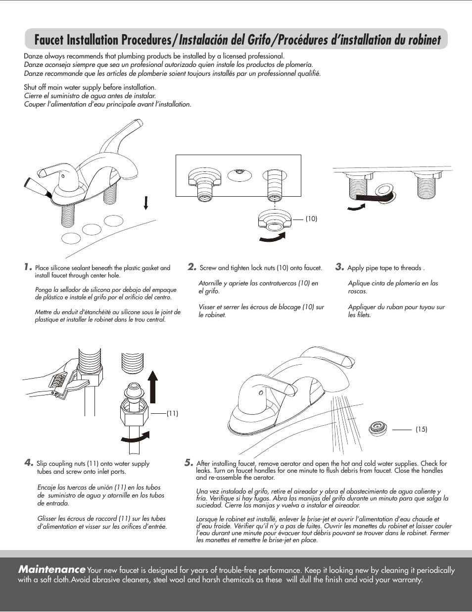 Maintenance | Danze D212011 - Installation Manual User Manual | Page 2 / 4