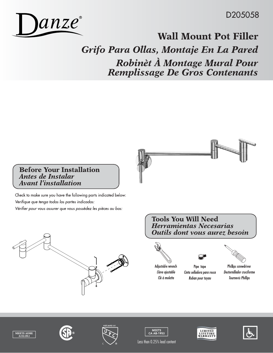 Danze D205058 - Installation Manual User Manual | 3 pages