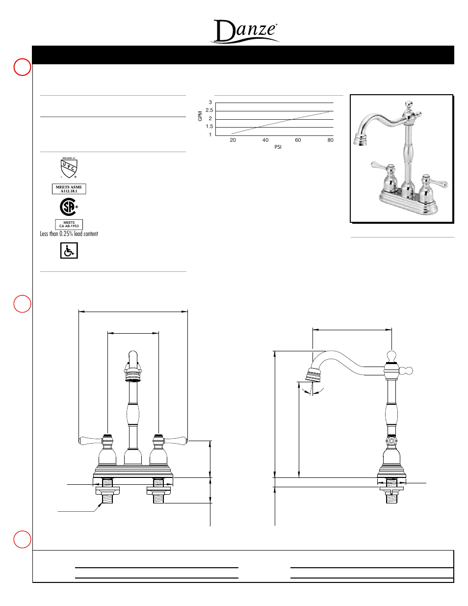 Danze D153557 - Spec Sheets User Manual | 1 page