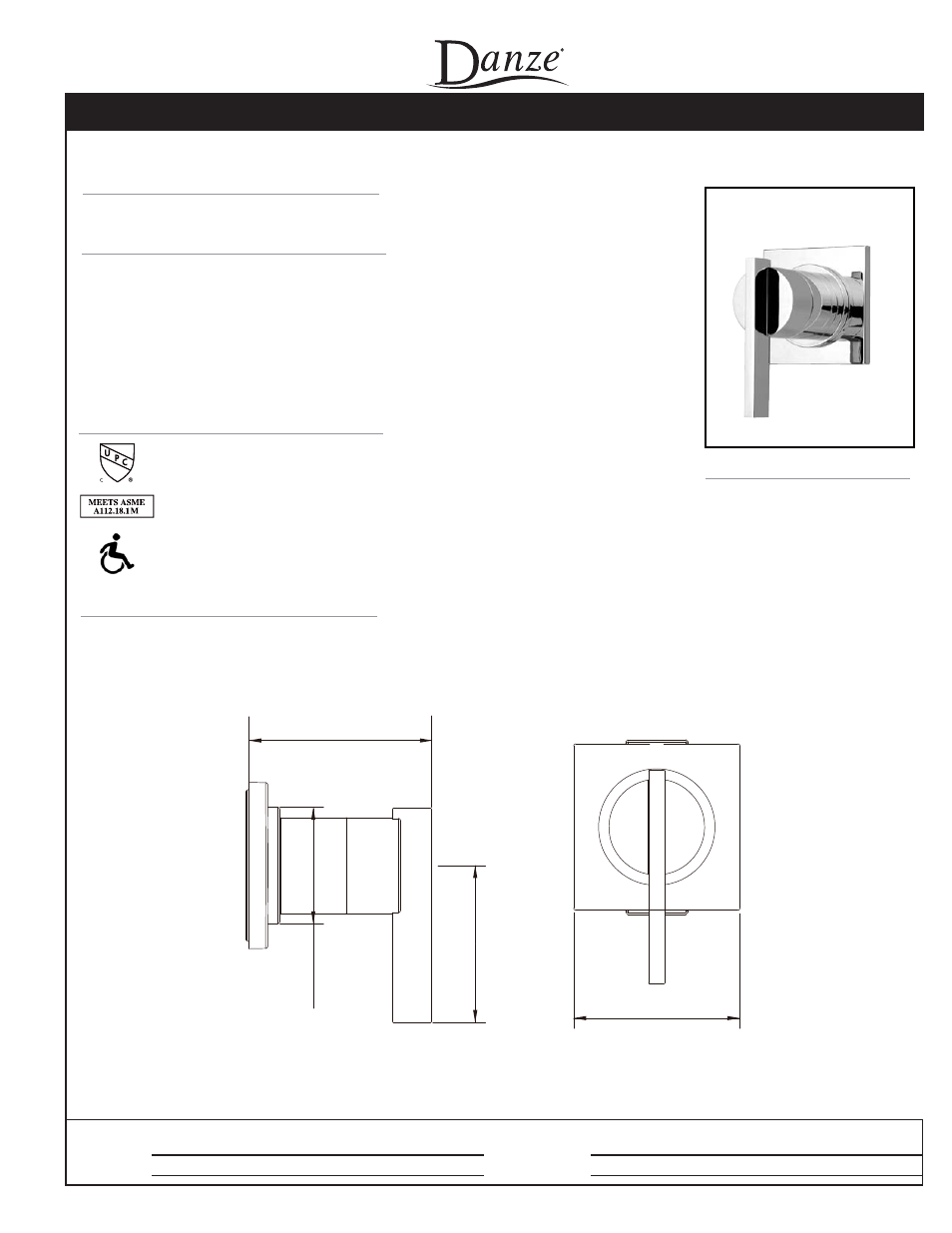 Danze D560944T - Spec Sheets User Manual | 1 page