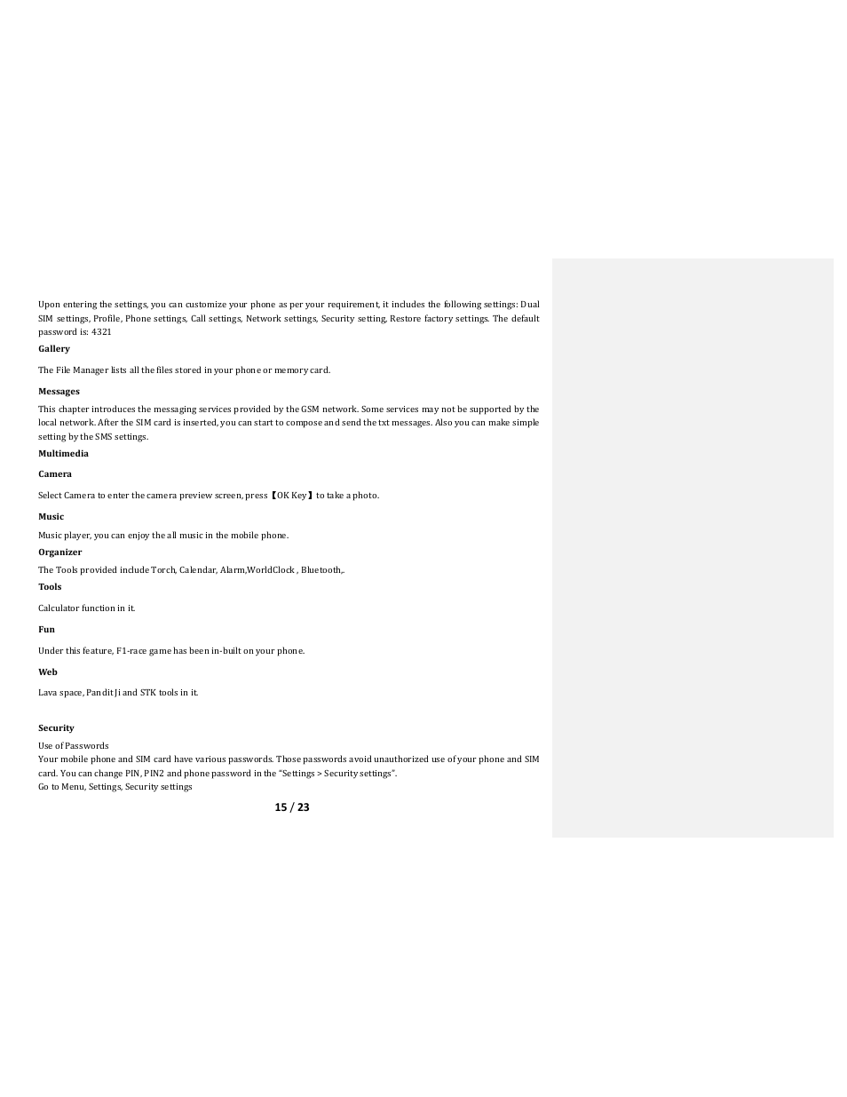 Lava Mobiles ARC12 User Manual | Page 15 / 23