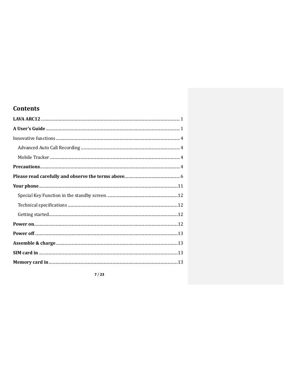 Lava Mobiles ARC12 User Manual | Page 7 / 23