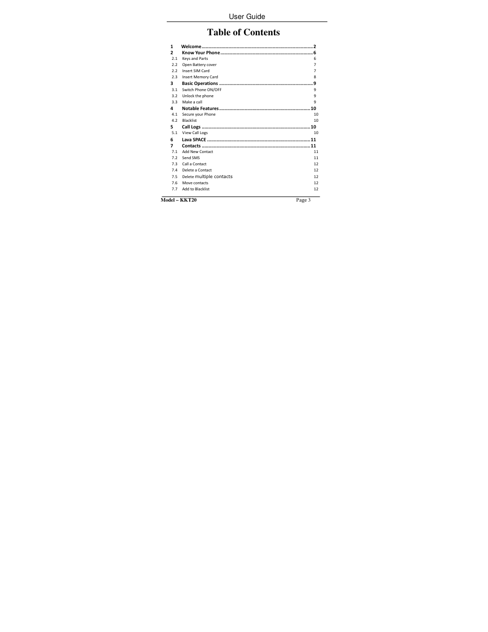 Lava Mobiles KKT 20 User Manual | Page 3 / 32