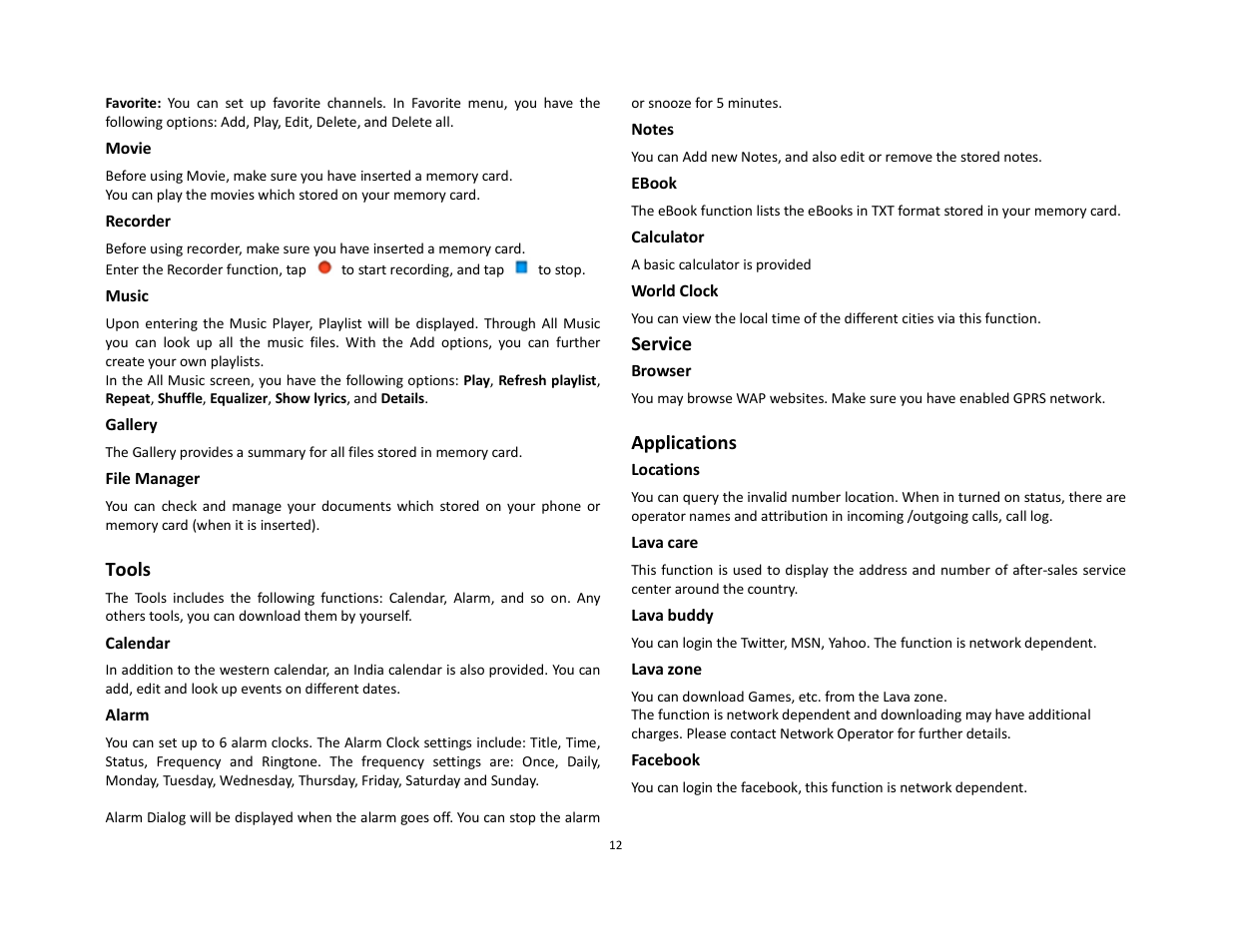 Lava Mobiles Discover 128 User Manual | Page 12 / 15