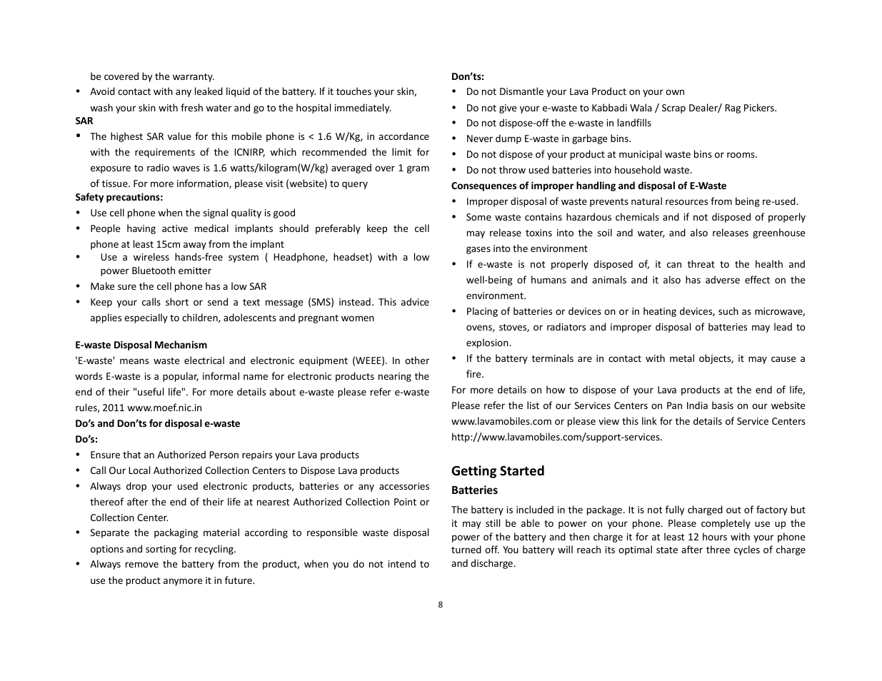 Getting started | Lava Mobiles Discover 128 User Manual | Page 8 / 15