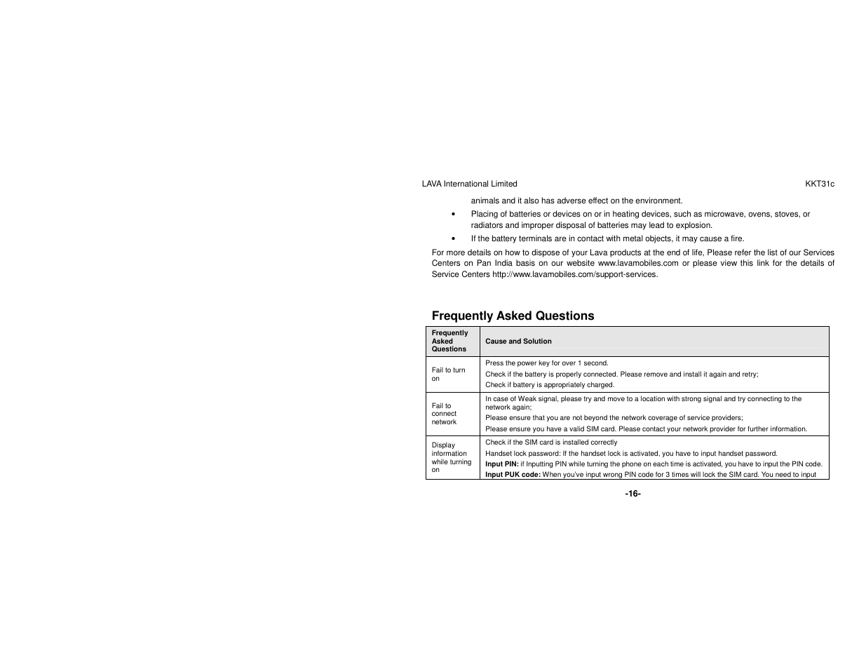 Frequently asked questions | Lava Mobiles KKT 31C User Manual | Page 22 / 26