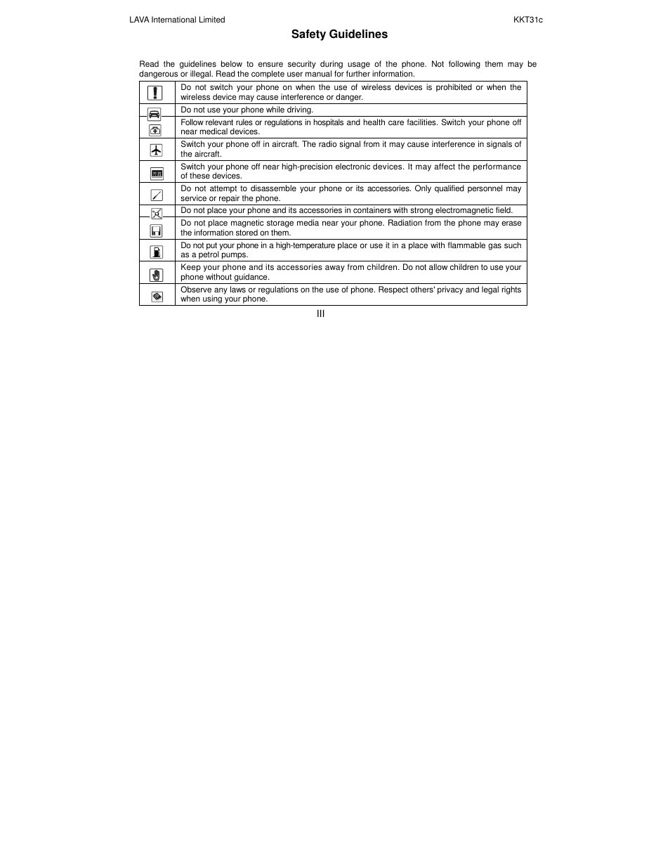 Lava Mobiles KKT 31C User Manual | Page 3 / 26