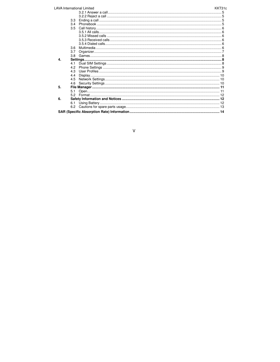 Lava Mobiles KKT 31C User Manual | Page 5 / 26