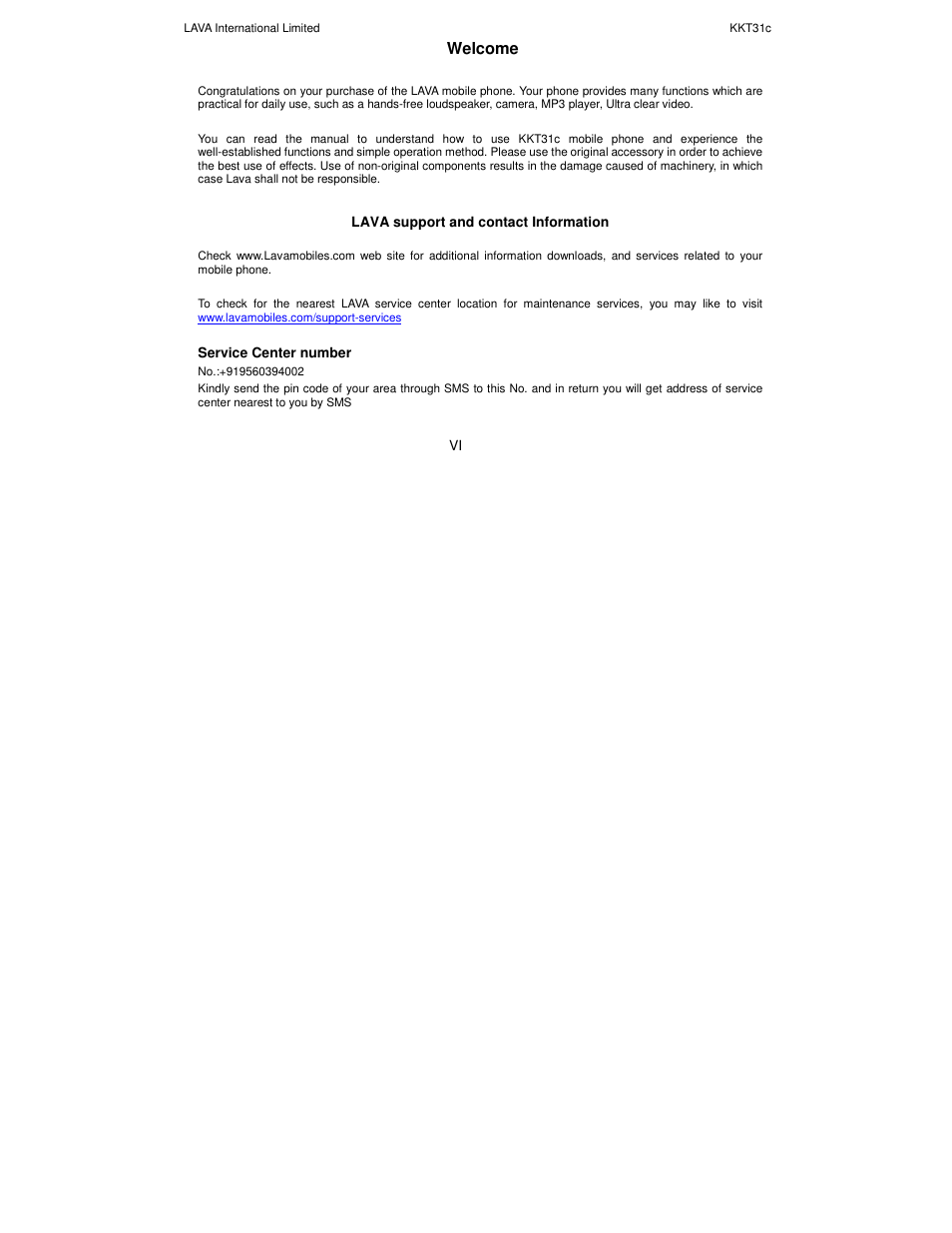 Lava Mobiles KKT 31C User Manual | Page 6 / 26