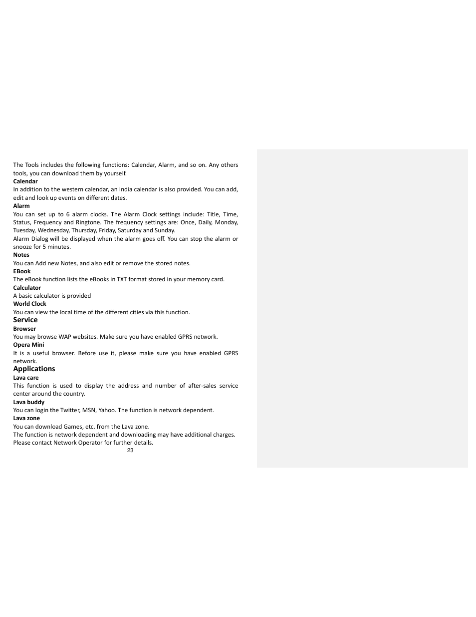 Lava Mobiles Discover 132 User Manual | Page 23 / 28