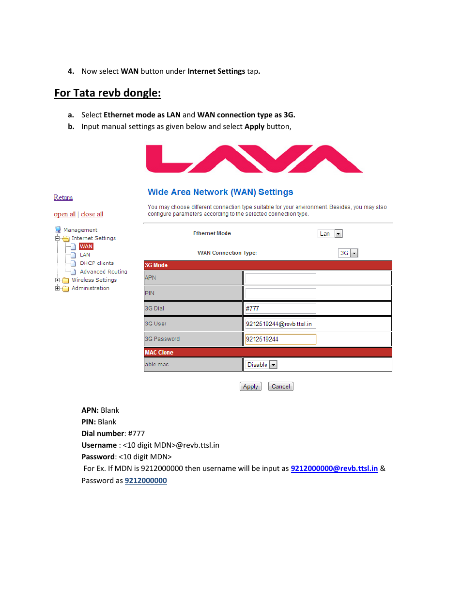 For tata revb dongle | Lava Mobiles W200 User Manual | Page 2 / 6