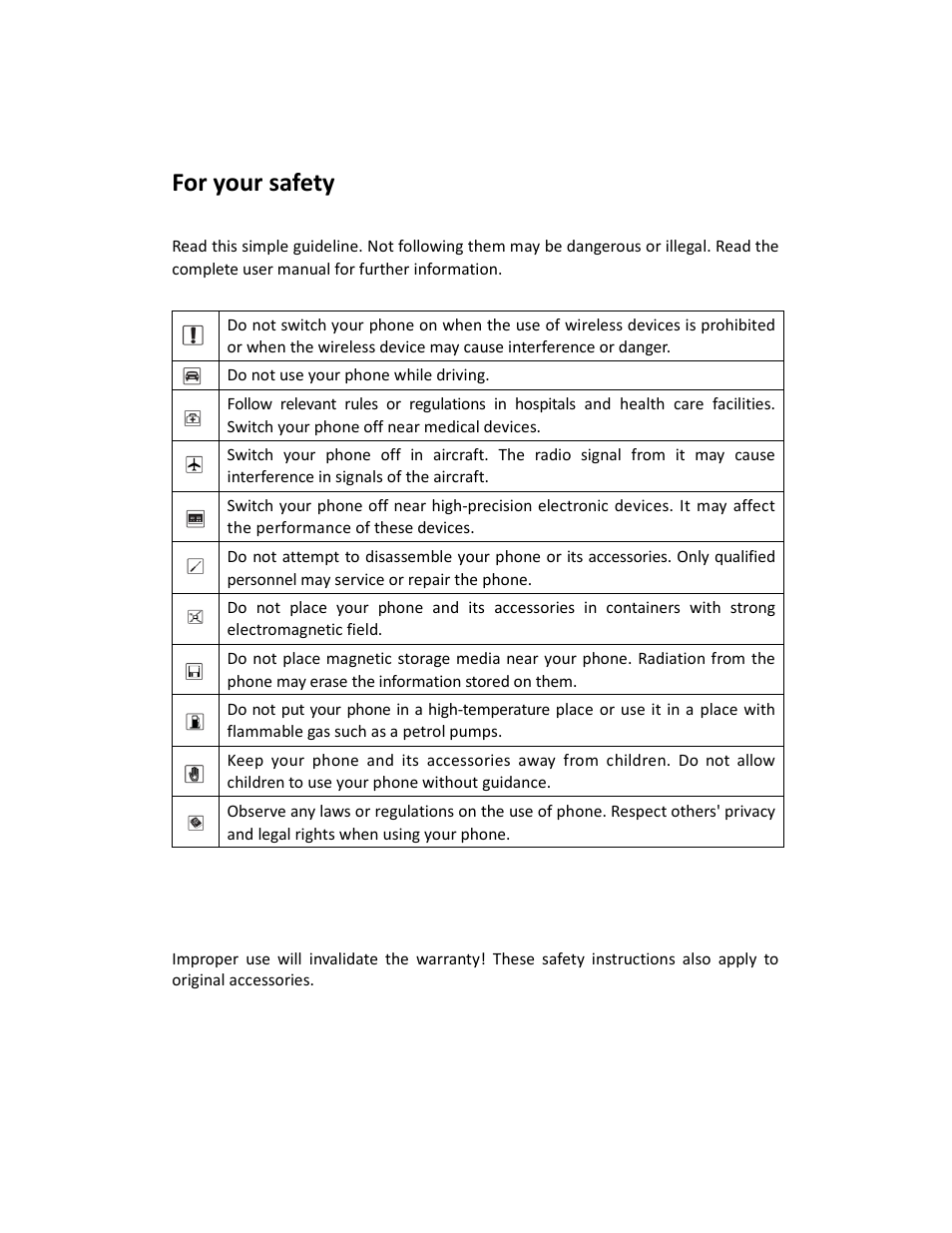 For your safety | Lava Mobiles KKT 14 User Manual | Page 3 / 13